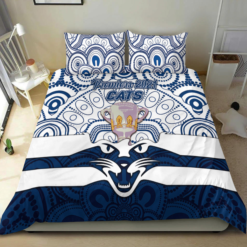 geelong-cats-indigenous-bedding-set-football-2021-premiers-trophy