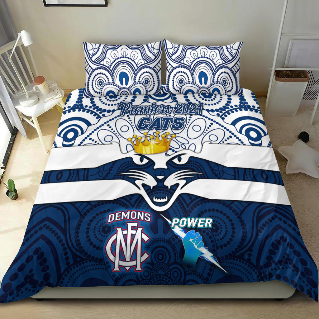 geelong-cats-indigenous-bedding-set-football-2021-premiers-the-king