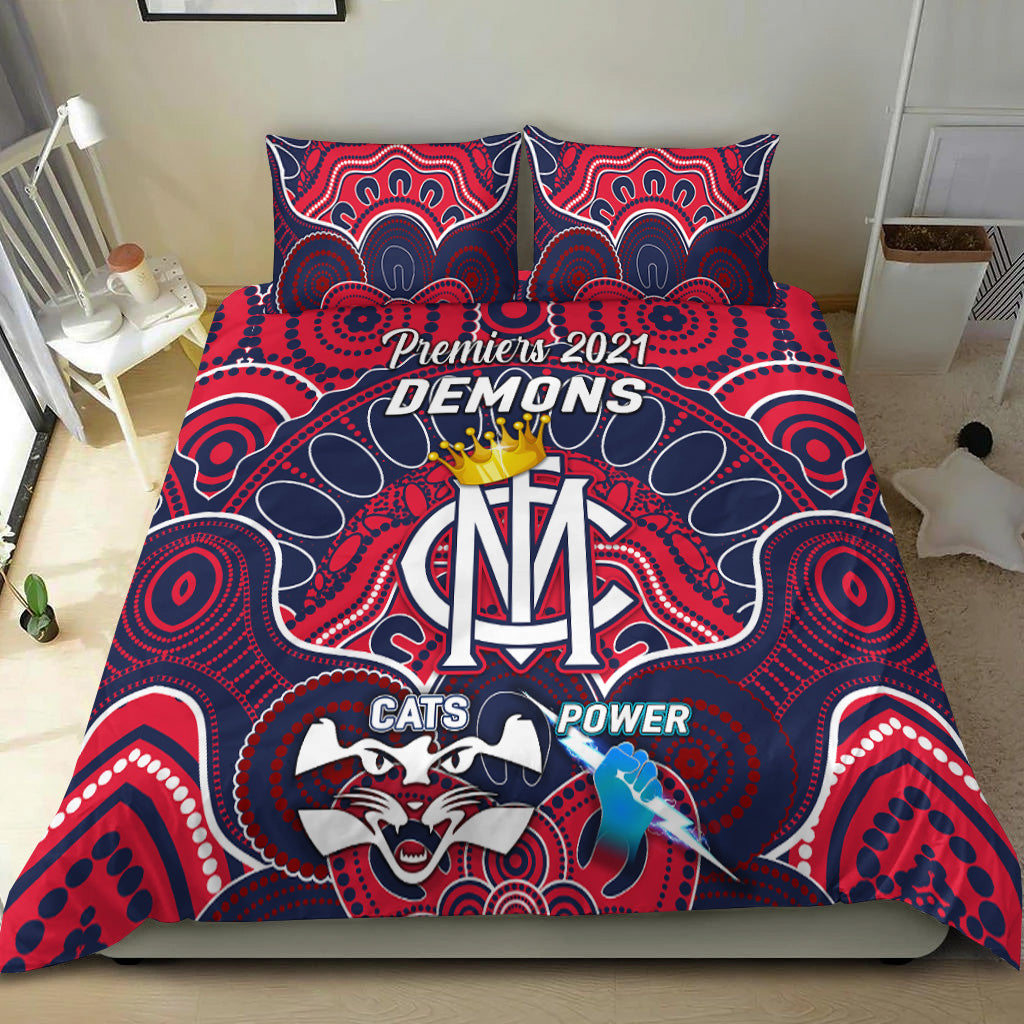 melbourne-demons-indigenous-bedding-set-football-2021-premiers-the-king