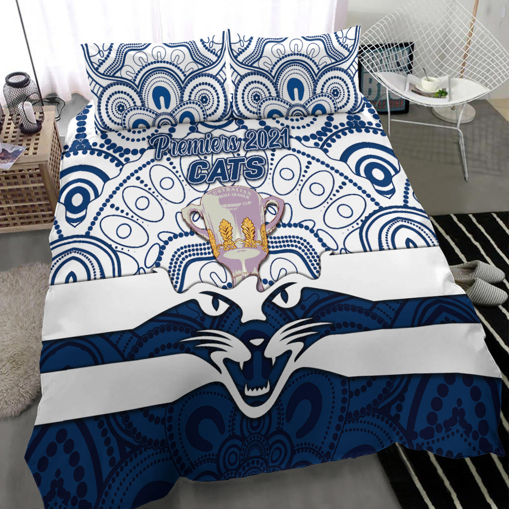 geelong-cats-indigenous-bedding-set-football-2021-premiers-trophy