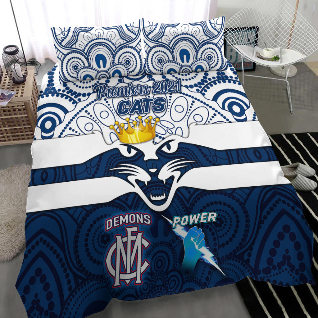 geelong-cats-indigenous-bedding-set-football-2021-premiers-the-king