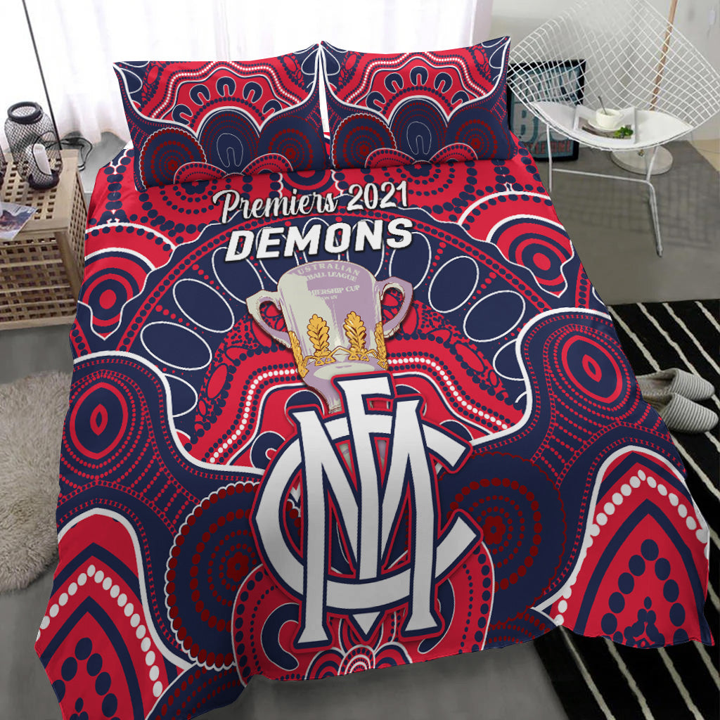 melbourne-demons-indigenous-bedding-set-football-2021-premiers-trophy