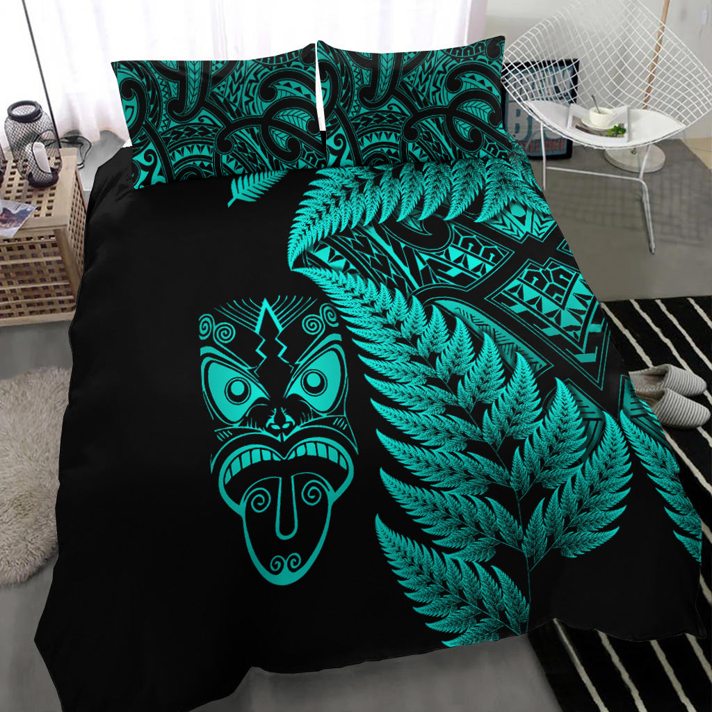 new-zealand-haka-rugby-maori-bedding-set-silver-fern-vibes-turquoise