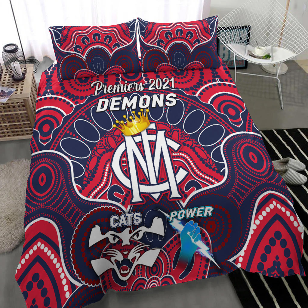 melbourne-demons-indigenous-bedding-set-football-2021-premiers-the-king