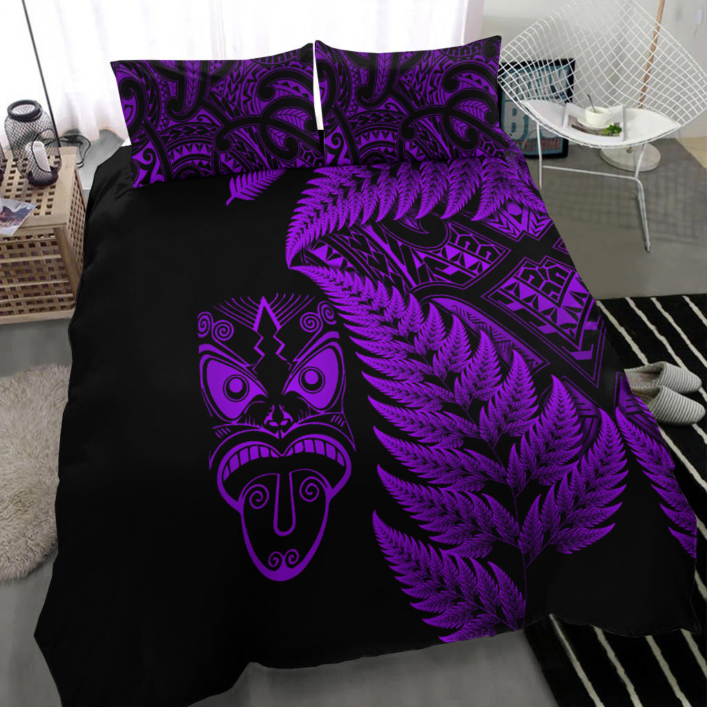 new-zealand-haka-rugby-maori-bedding-set-silver-fern-vibes-purple
