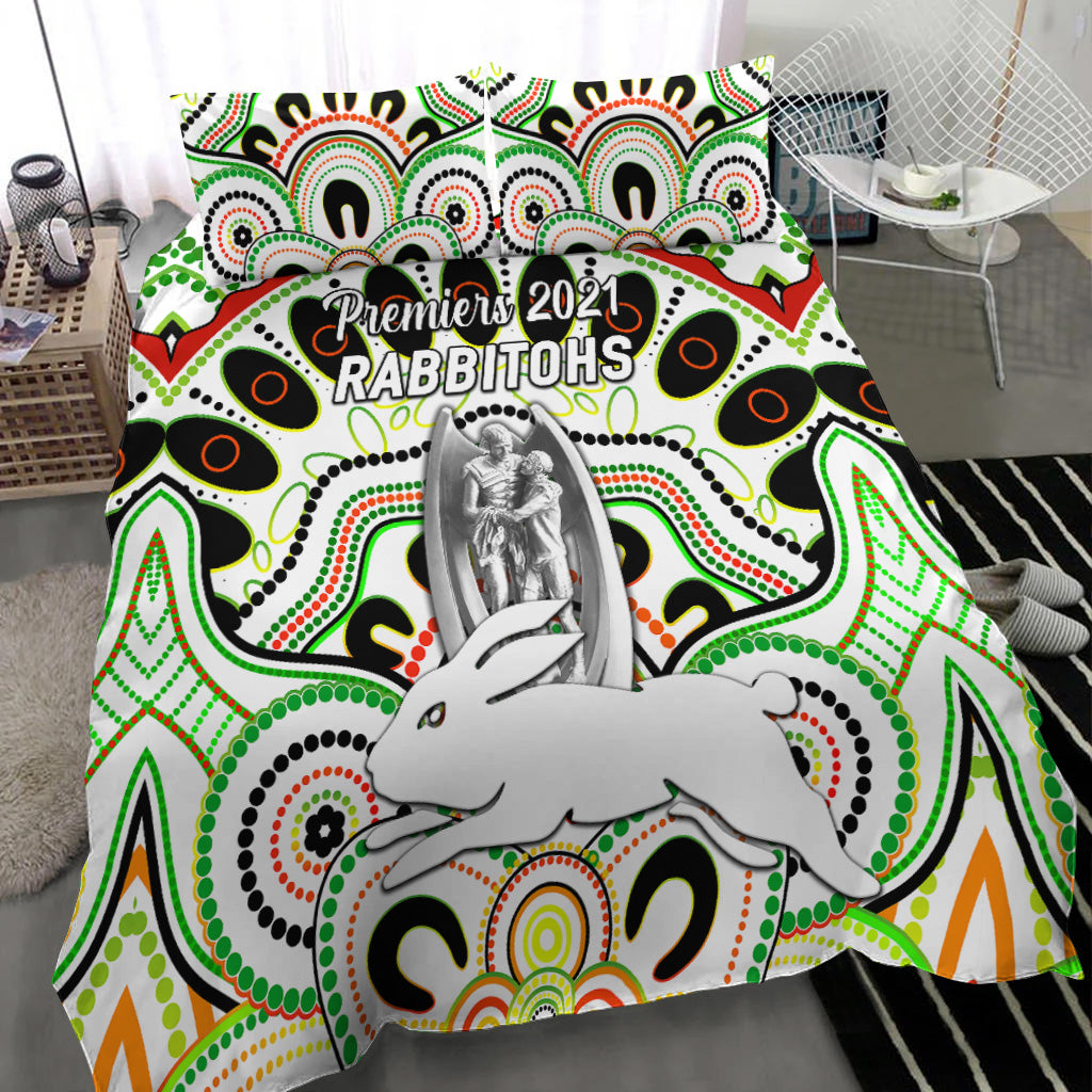 south-sydney-rabbitohs-bedding-set-2021-indigenous-premiers-trophy-white
