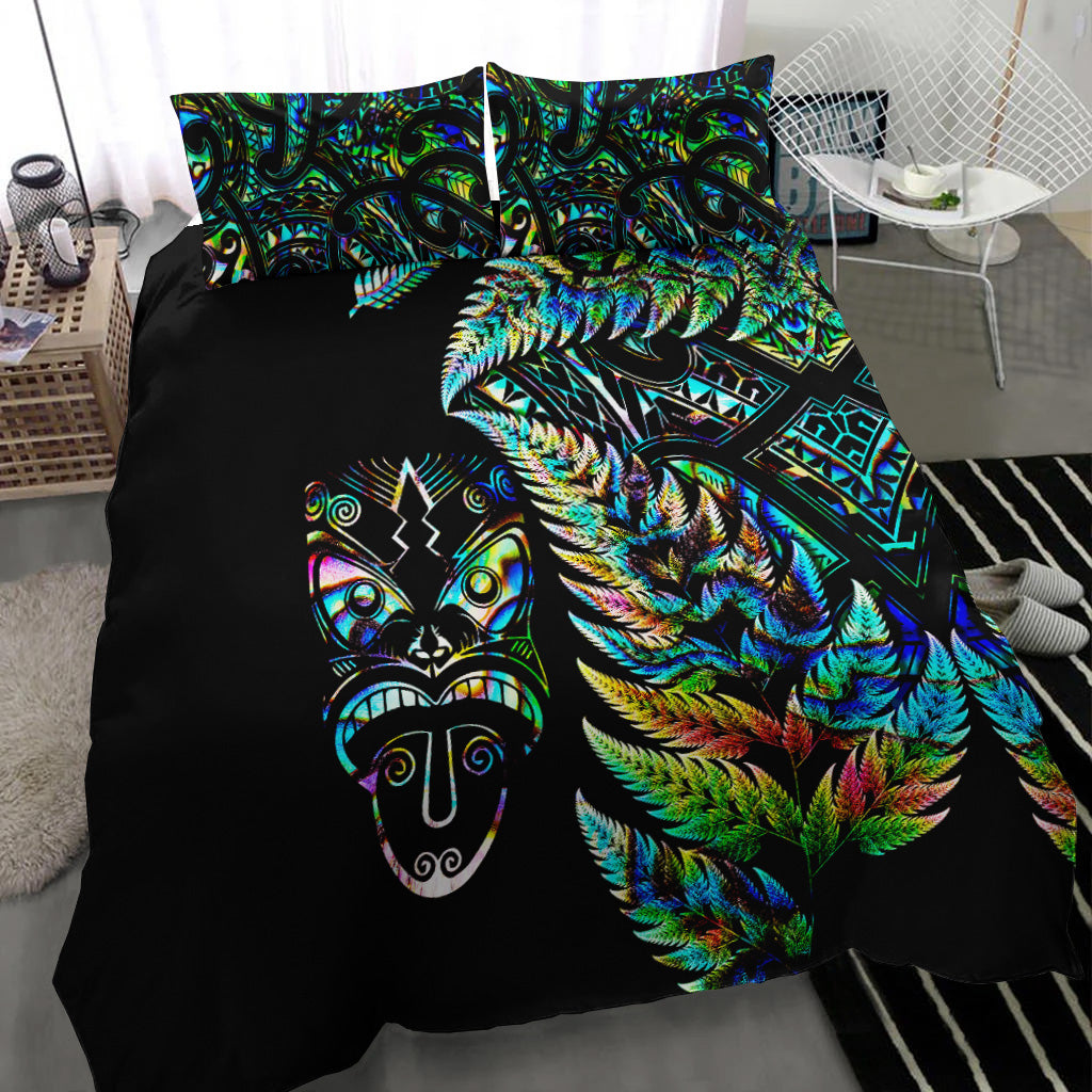new-zealand-haka-rugby-maori-bedding-set-silver-fern-vibes-paua-shell
