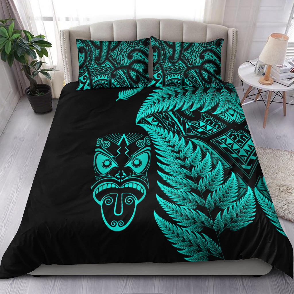 new-zealand-haka-rugby-maori-bedding-set-silver-fern-vibes-turquoise