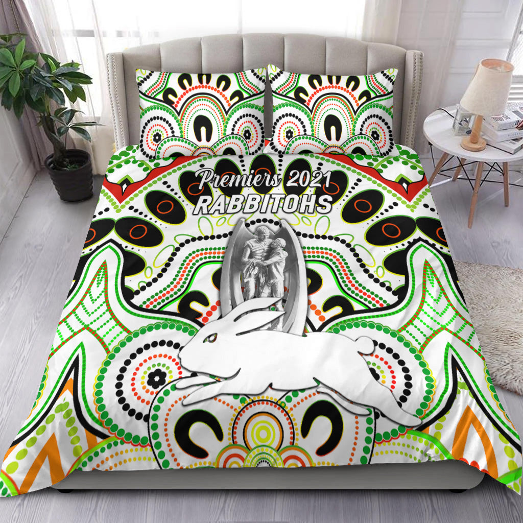 south-sydney-rabbitohs-bedding-set-2021-indigenous-premiers-trophy-white