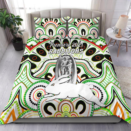 south-sydney-rabbitohs-bedding-set-2021-indigenous-premiers-trophy-white