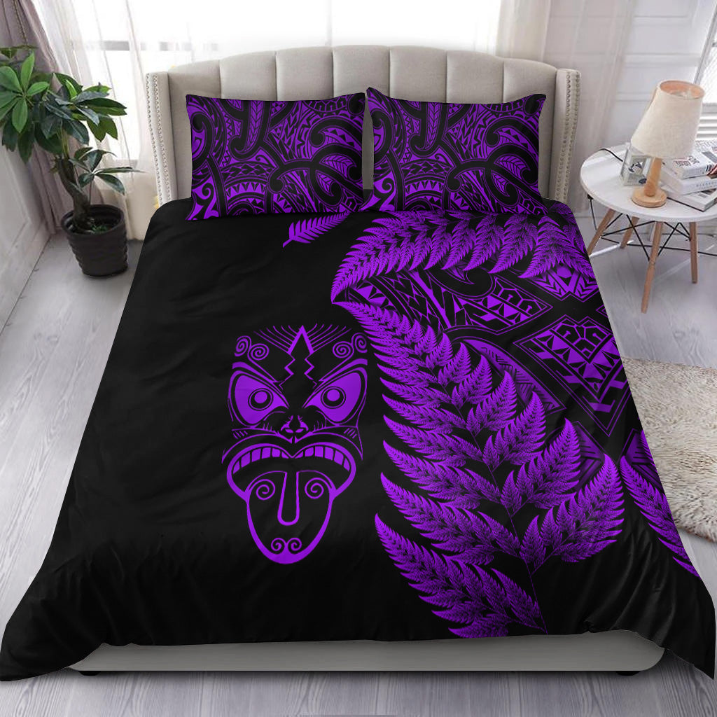 new-zealand-haka-rugby-maori-bedding-set-silver-fern-vibes-purple