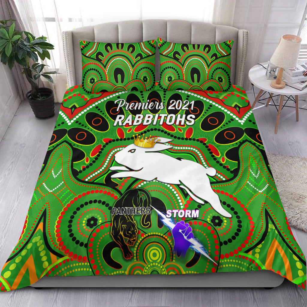 south-sydney-rabbitohs-bedding-set-2021-indigenous-premiers-the-king-green