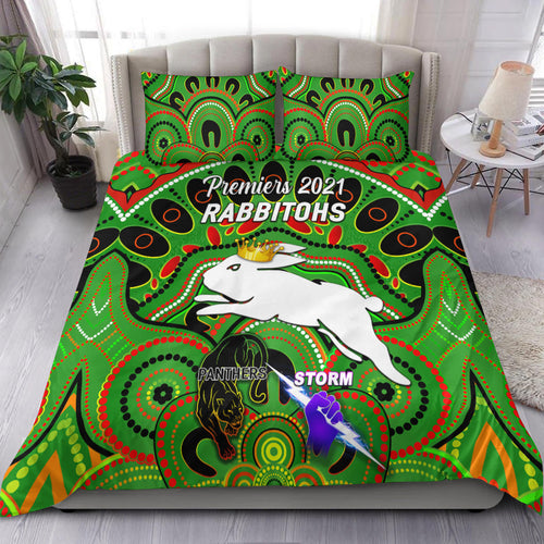 south-sydney-rabbitohs-bedding-set-2021-indigenous-premiers-the-king-green