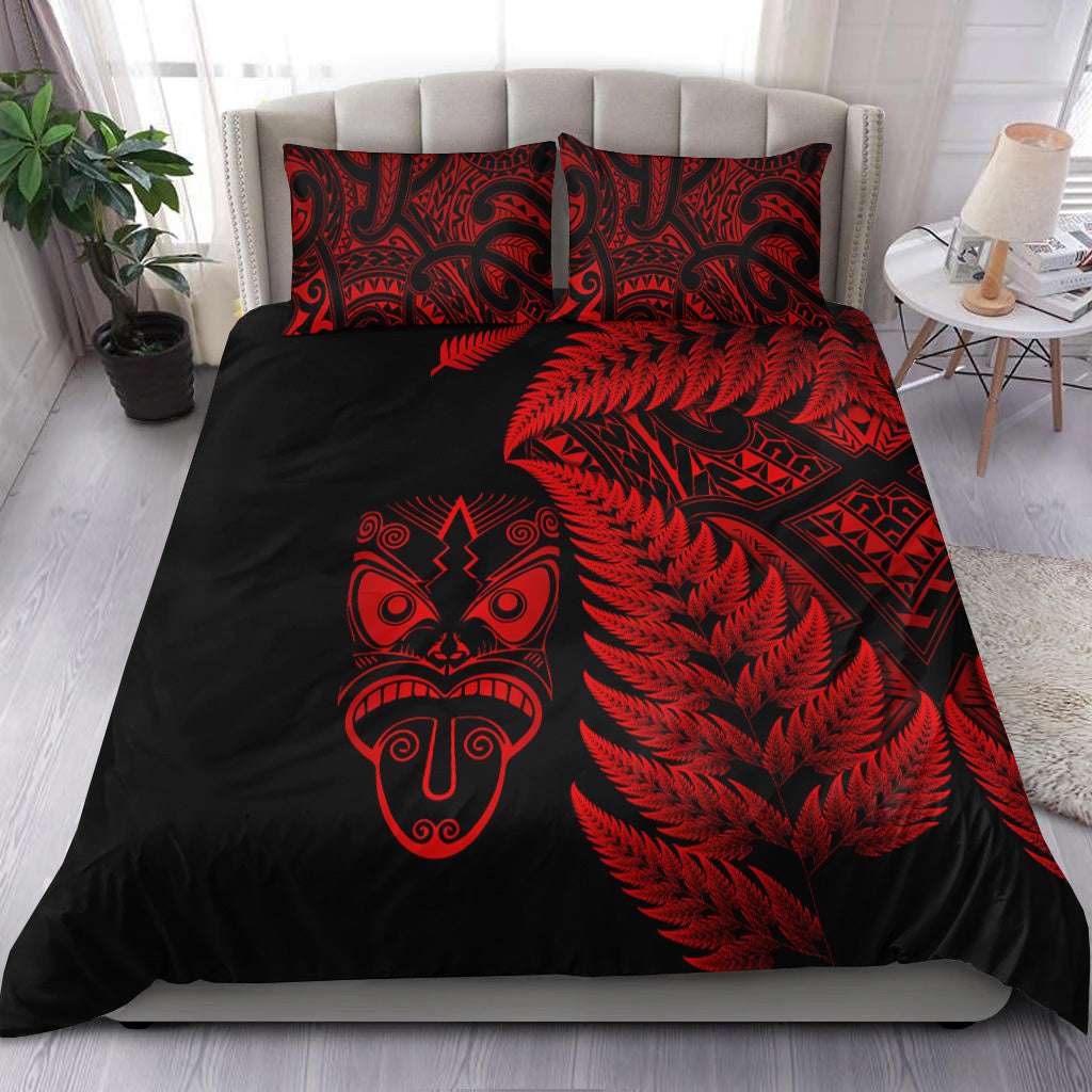 new-zealand-haka-rugby-maori-bedding-set-silver-fern-vibes-red
