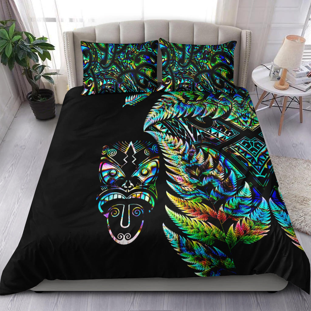 new-zealand-haka-rugby-maori-bedding-set-silver-fern-vibes-paua-shell