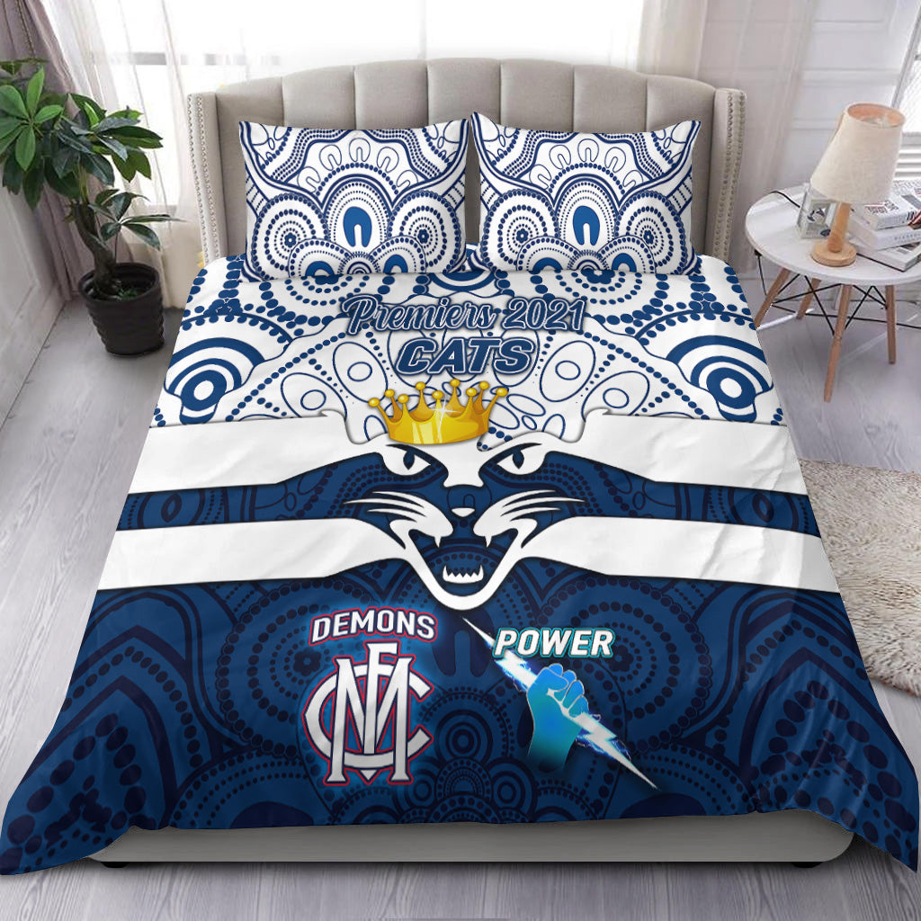 geelong-cats-indigenous-bedding-set-football-2021-premiers-the-king