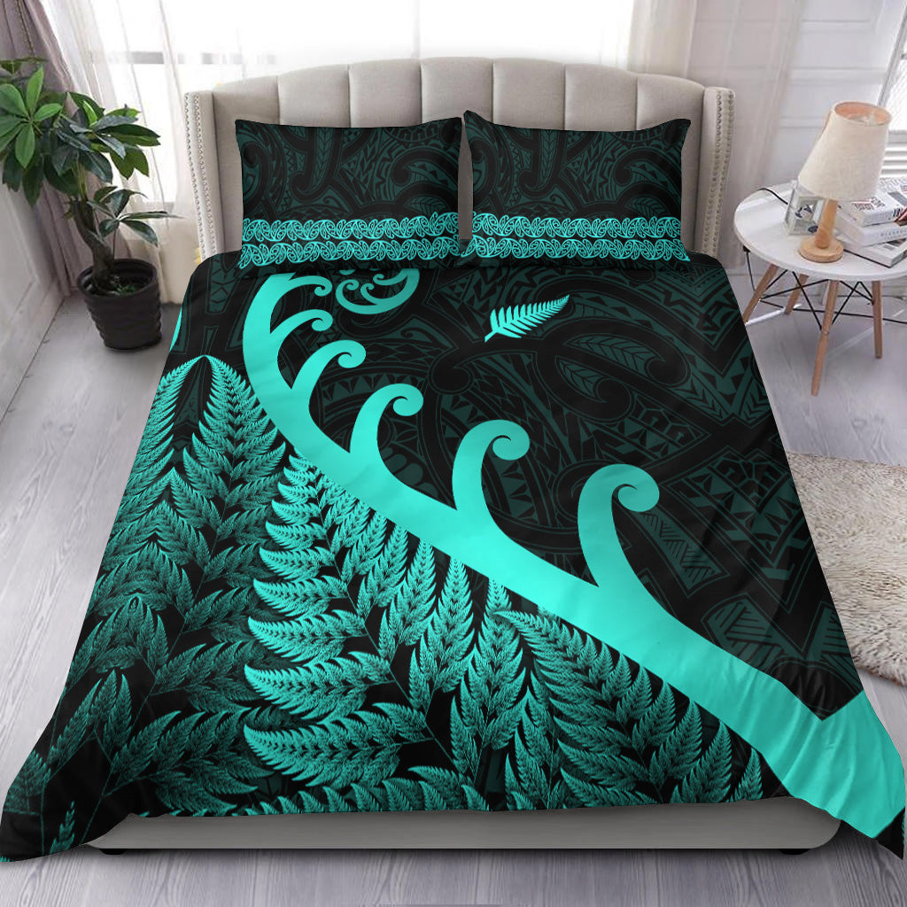 new-zealand-rugby-maori-bedding-set-silver-fern-koru-vibes-turquoise