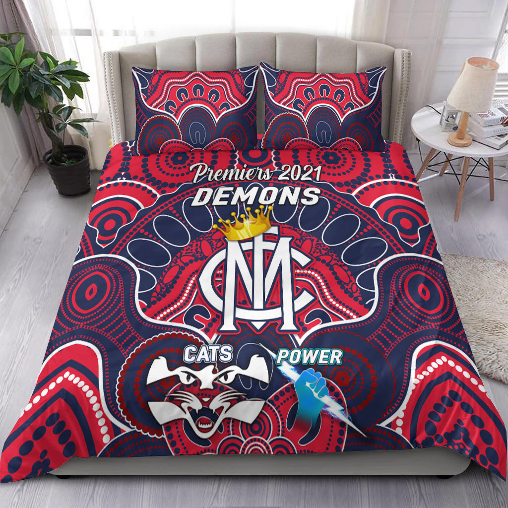 melbourne-demons-indigenous-bedding-set-football-2021-premiers-the-king