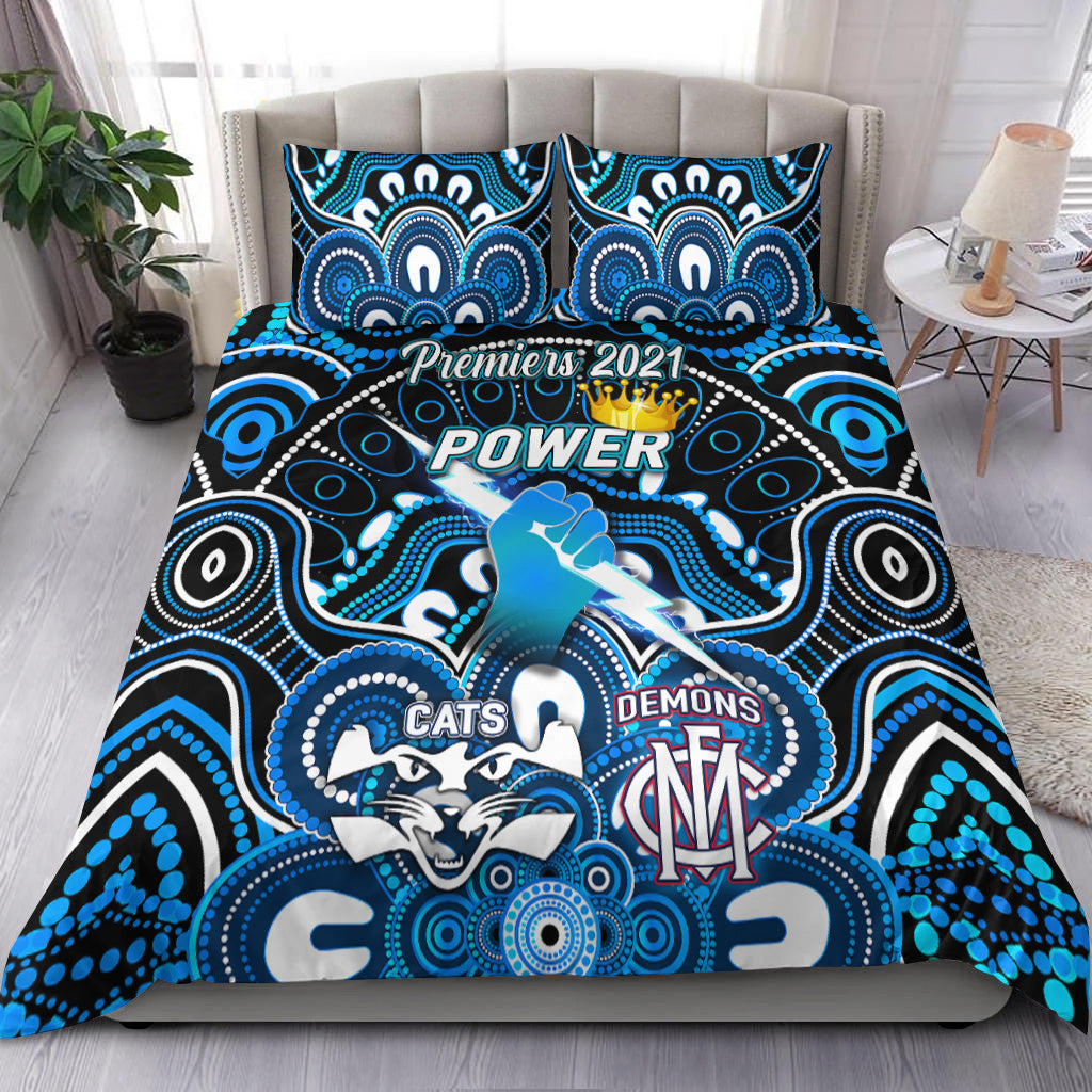 port-adelaide-power-indigenous-bedding-set-football-2021-premiers-the-king