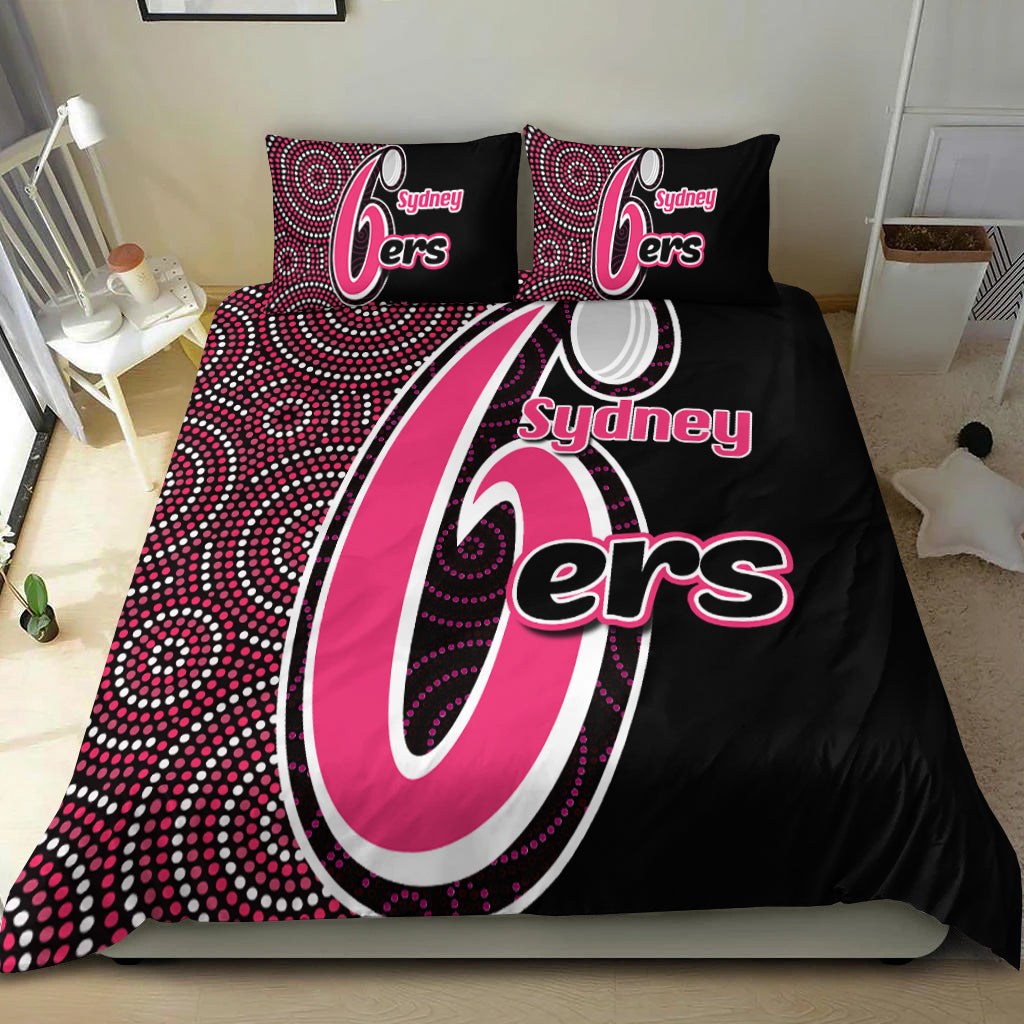 sydney-sixers-bedding-set-cricket-aboriginal-dot-patterns