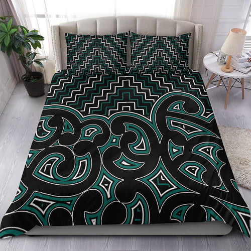 new-zealand-bedding-set-maori-graphic-tee-patterns-green