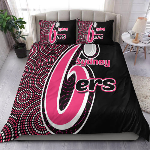 sydney-sixers-bedding-set-cricket-aboriginal-dot-patterns