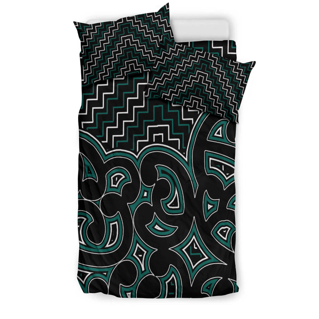 new-zealand-bedding-set-maori-graphic-tee-patterns-green