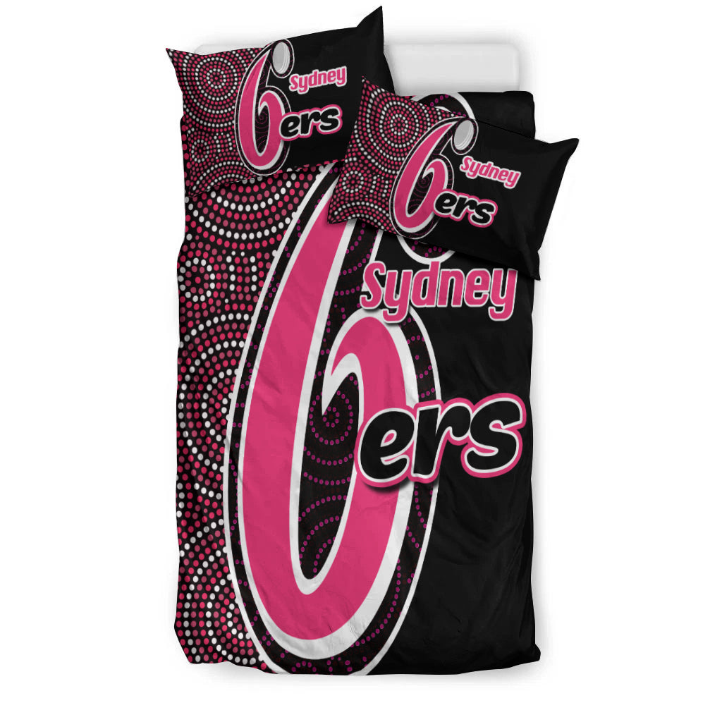 sydney-sixers-bedding-set-cricket-aboriginal-dot-patterns