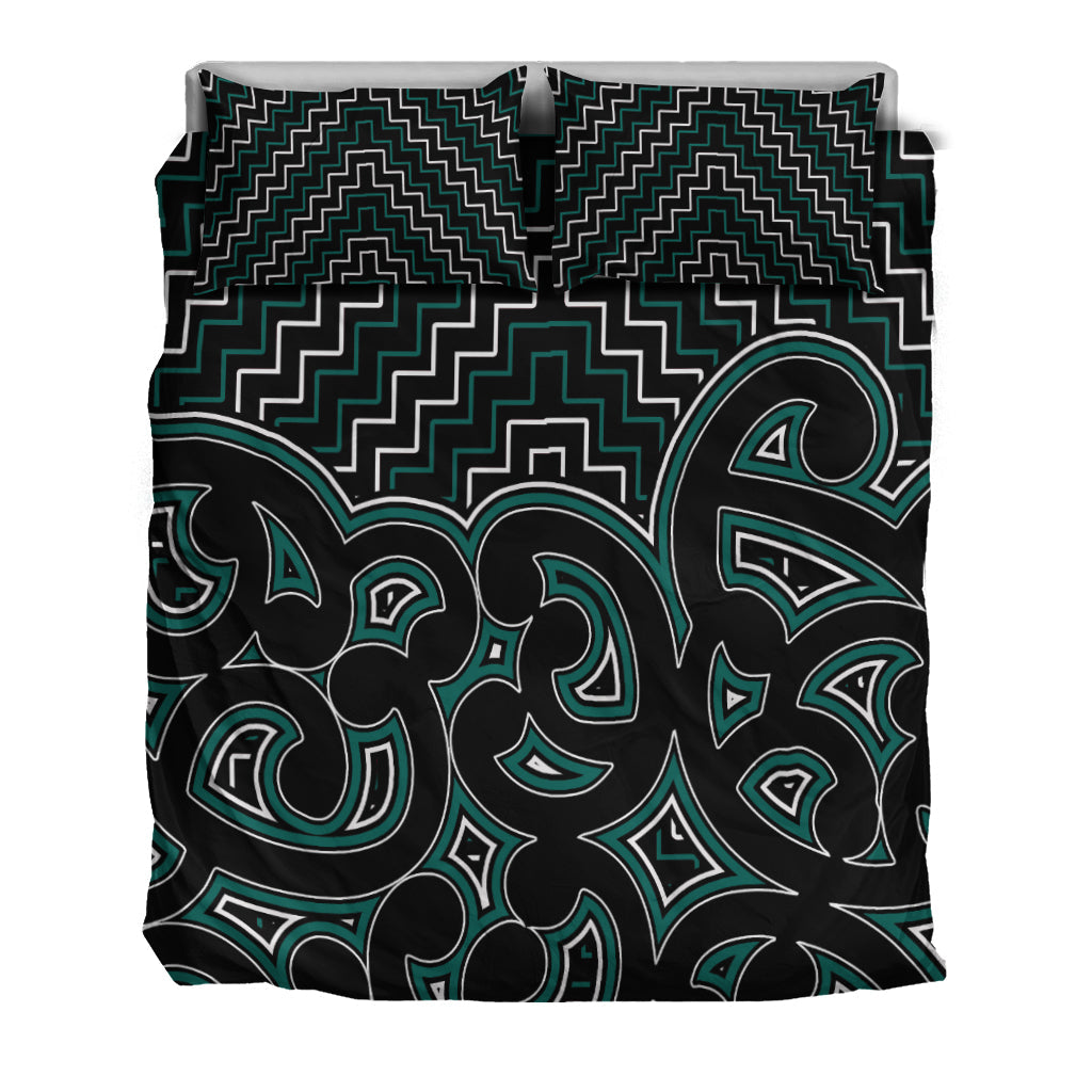 new-zealand-bedding-set-maori-graphic-tee-patterns-green