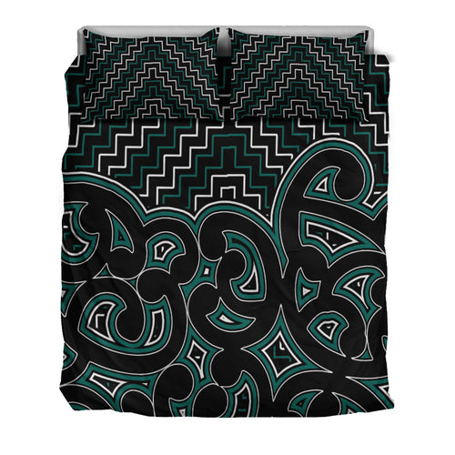 new-zealand-bedding-set-maori-graphic-tee-patterns-green