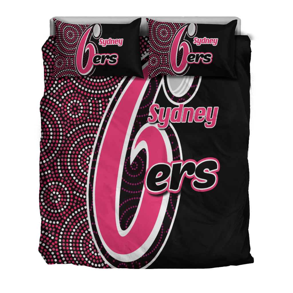 sydney-sixers-bedding-set-cricket-aboriginal-dot-patterns
