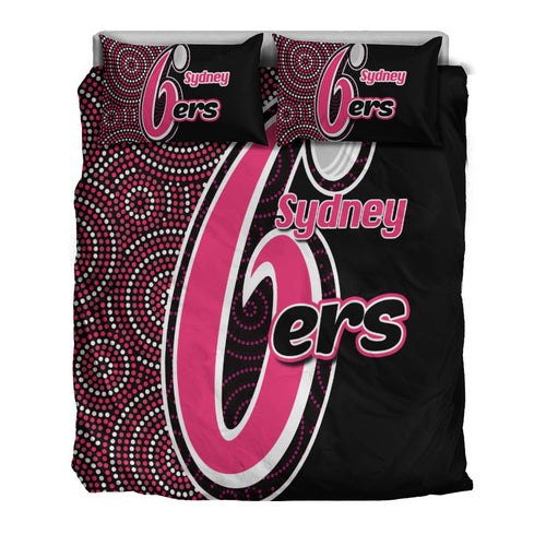 sydney-sixers-bedding-set-cricket-aboriginal-dot-patterns