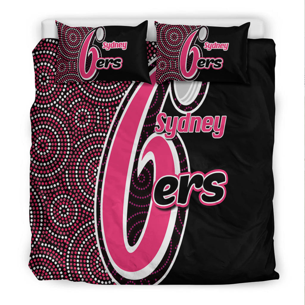 sydney-sixers-bedding-set-cricket-aboriginal-dot-patterns