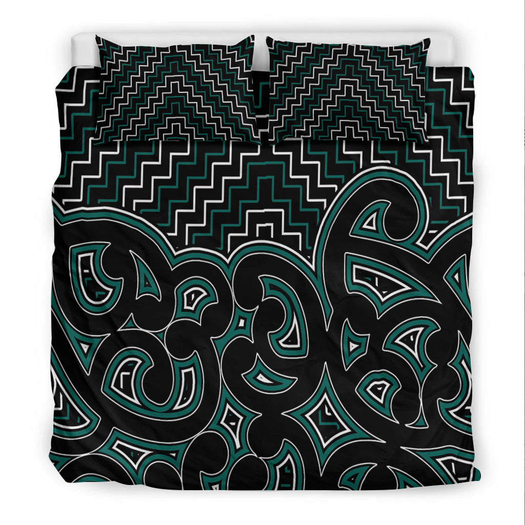 new-zealand-bedding-set-maori-graphic-tee-patterns-green