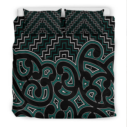 new-zealand-bedding-set-maori-graphic-tee-patterns-green