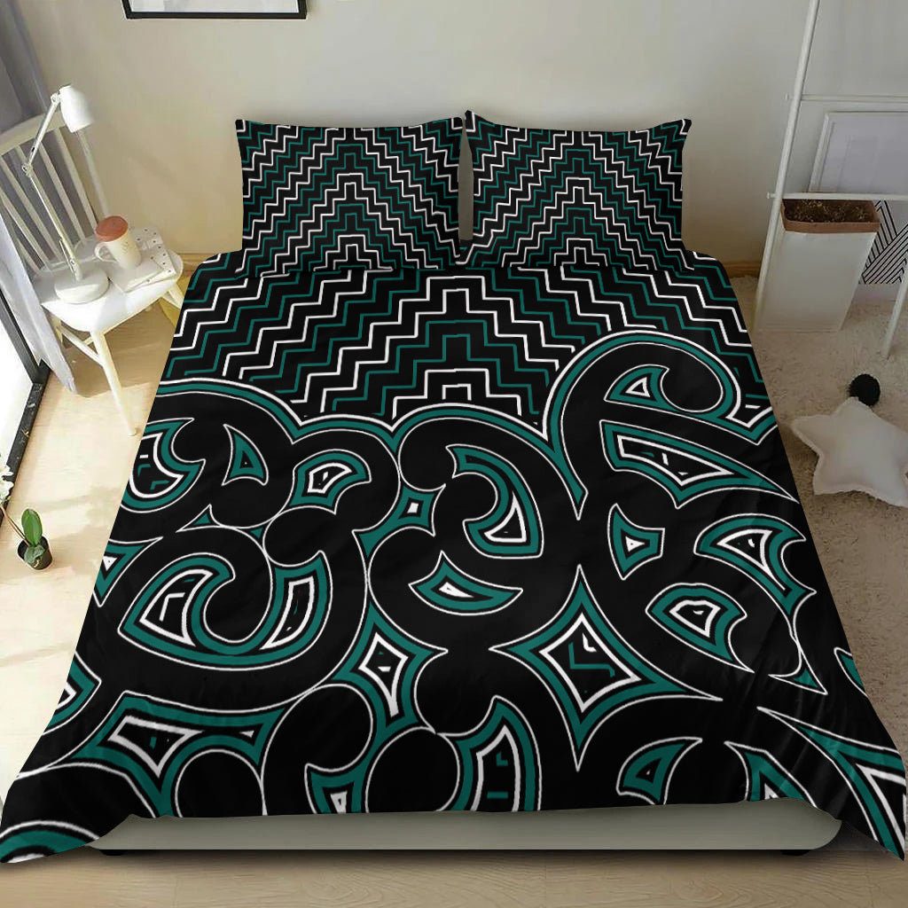 new-zealand-bedding-set-maori-graphic-tee-patterns-green