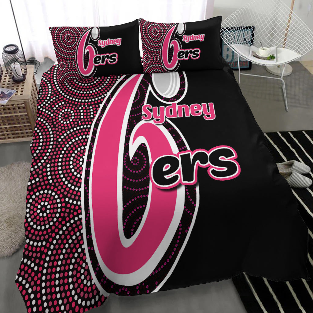 sydney-sixers-bedding-set-cricket-aboriginal-dot-patterns