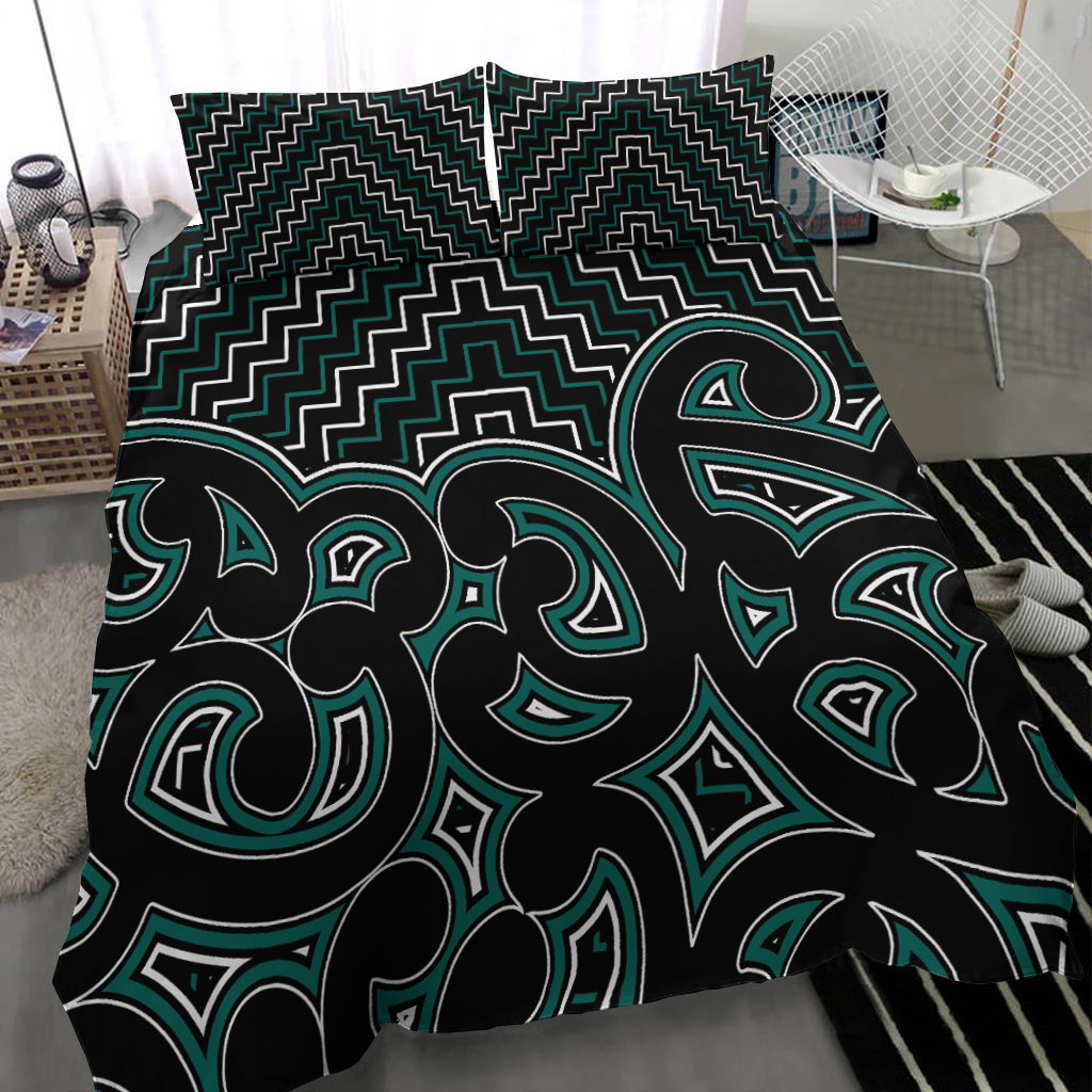 new-zealand-bedding-set-maori-graphic-tee-patterns-green
