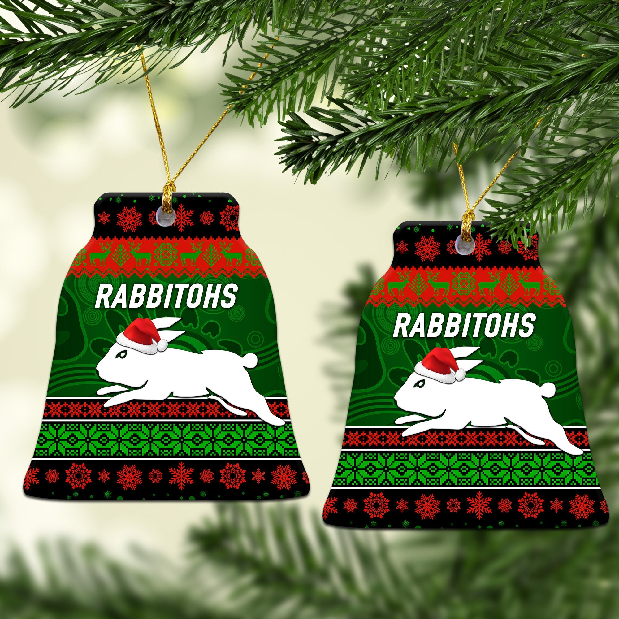 south-sydney-rabbitohs-christmas-ornament-simple-style-black