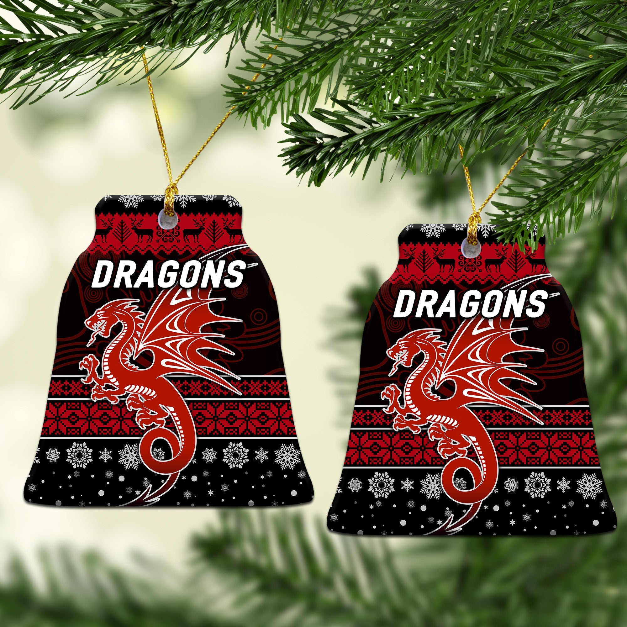 st-george-illawarra-dragons-christmas-ornament-simple-style-black