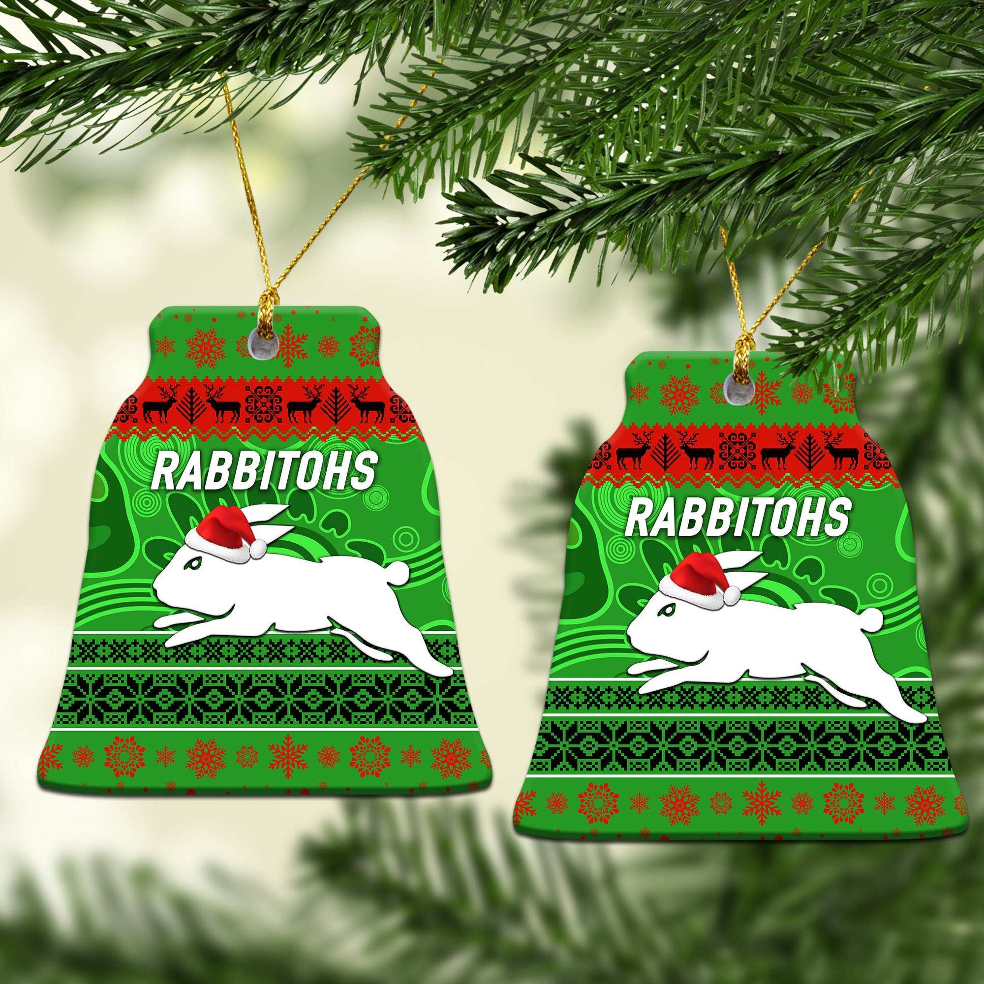 south-sydney-rabbitohs-christmas-ornament-simple-style-green