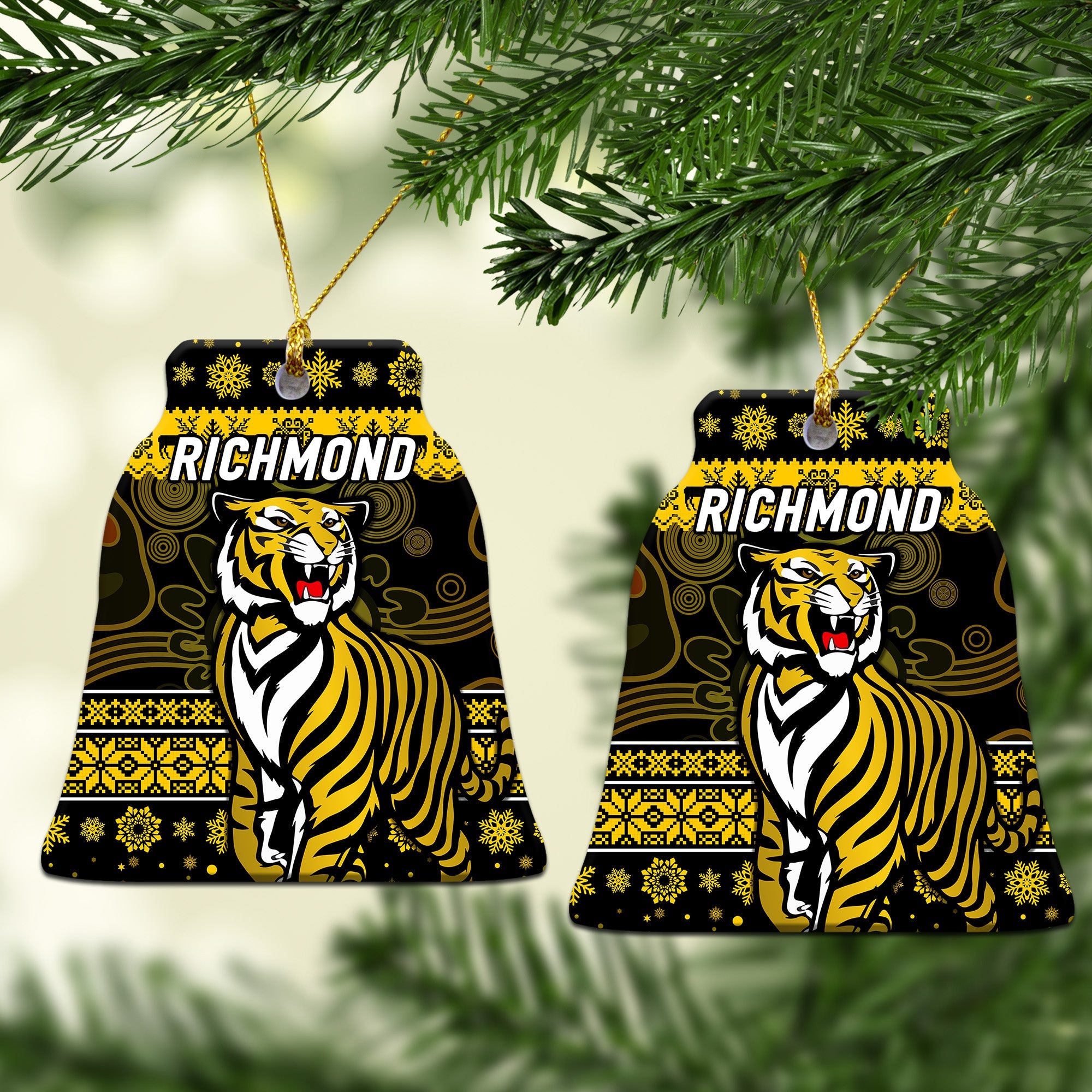richmond-tigers-christmas-ornament-simple-style-black