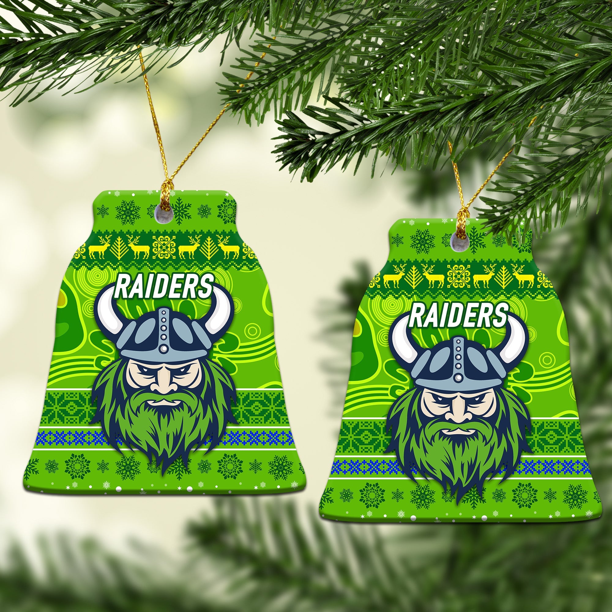 canberra-raiders-christmas-ornament-simple-style-green