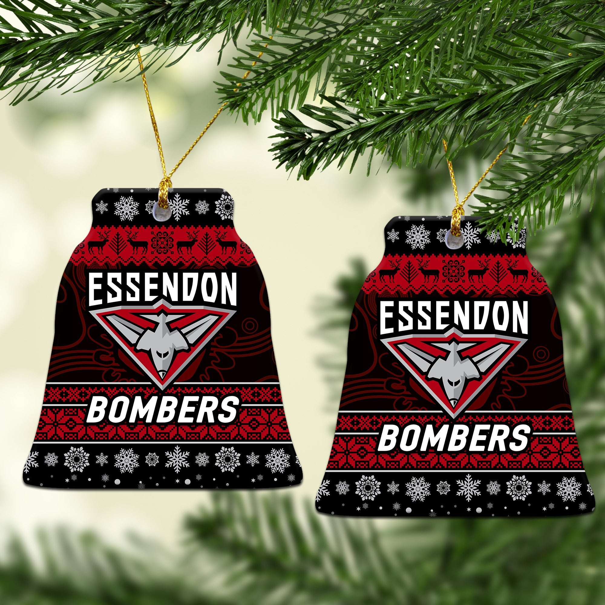essendon-bombers-christmas-ornament-simple-style-black