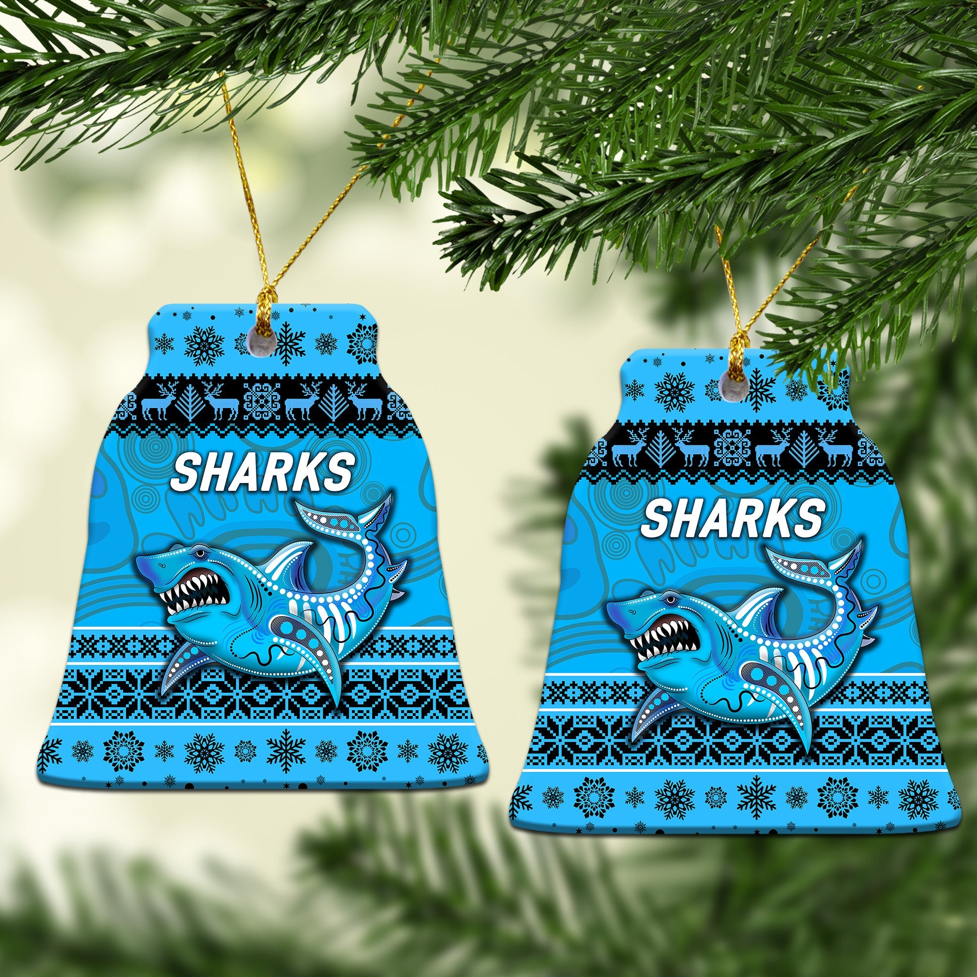 cronulla-sutherland-sharks-christmas-ornament-simple-style-blue
