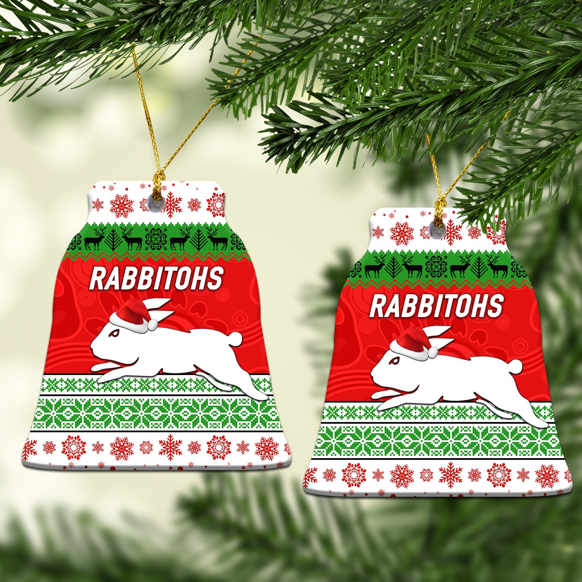 south-sydney-rabbitohs-christmas-ornament-simple-style-white