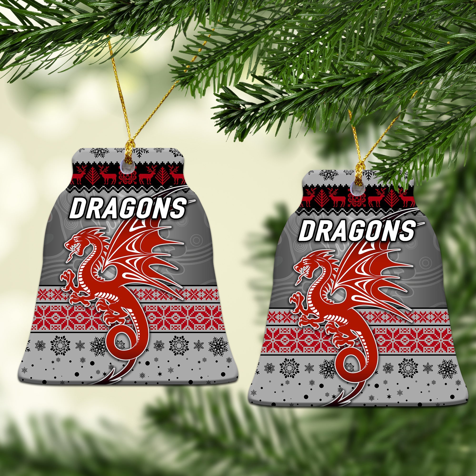 st-george-illawarra-dragons-christmas-ornament-simple-style-grey