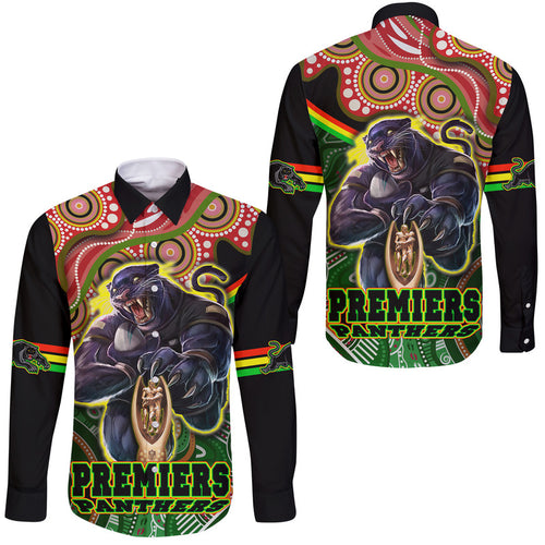penrith-panthers-premiers-hawaii-long-sleeve-button-shirt-black-panther-with-aboriginal-arty