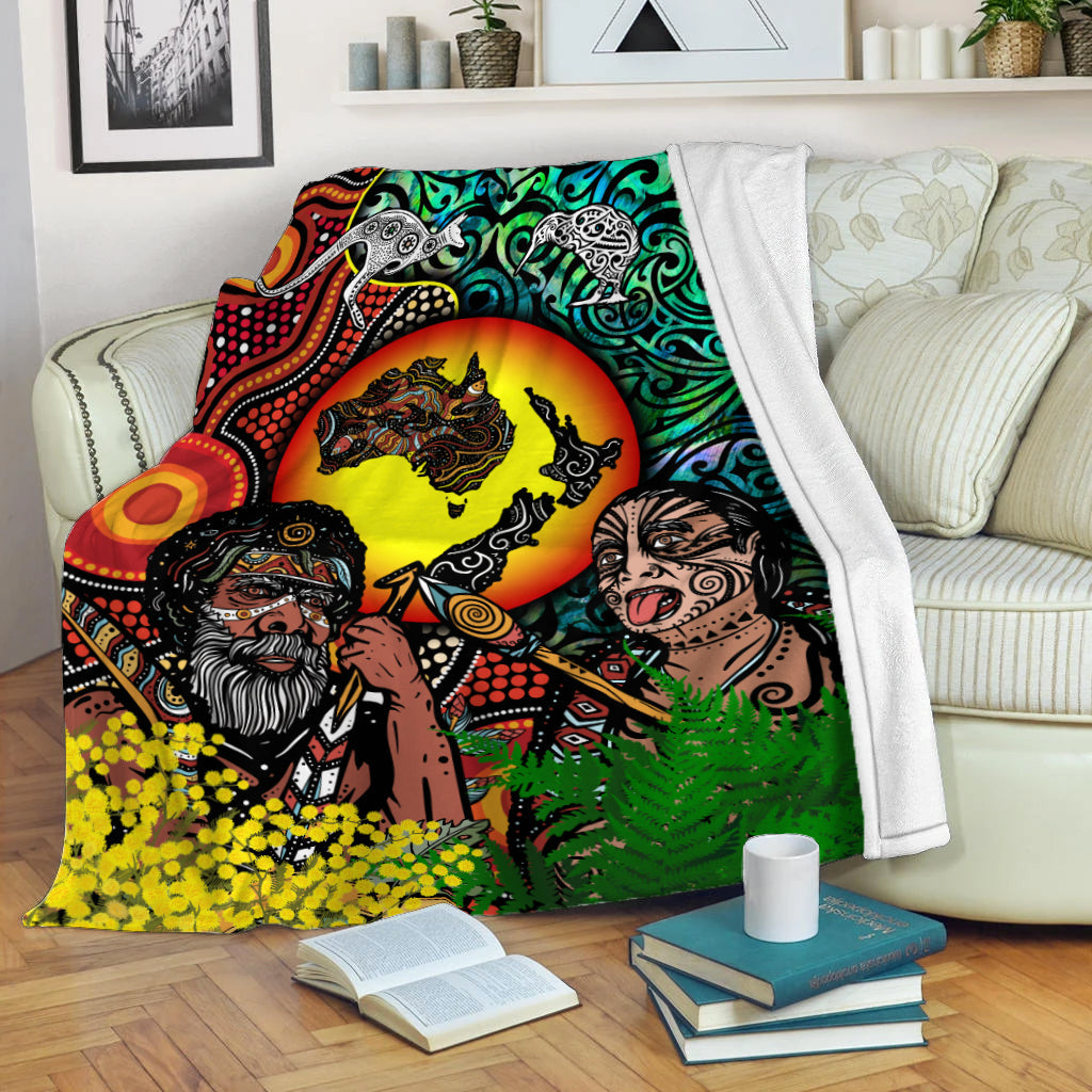 Australia Aboriginal Kangaroo Combine New Zealand Maori Kiwi Bird Blanket - LT2