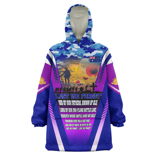 Australia Anzac Camo Snug Hoodie - Anzac Poem Lest We Forget Flag Oodie Blanket